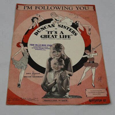 I M Following You Sheet Music Movie It S A Great Life Duncan Sisters Ebay