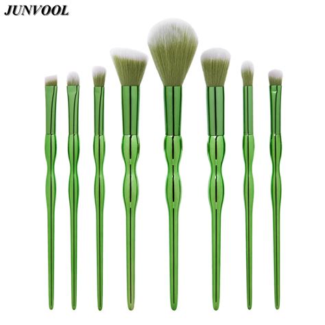 Green Make Up Brushes Set Pro 8pcs Powder Foundation Eyeshadow Contour