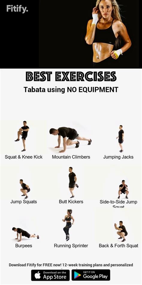 Tabata Routine With No Equipment Exercise Fitness Body Abs Workout