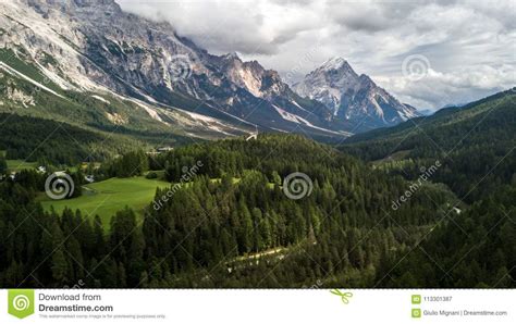 Panoramic View Of Cortina D Ampezzo Dolomites Italy