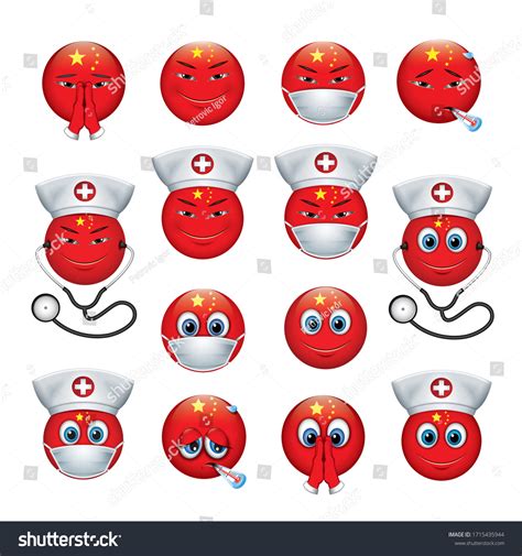 Conjunto De Emoji De China Vector De Stock Libre De Regalías
