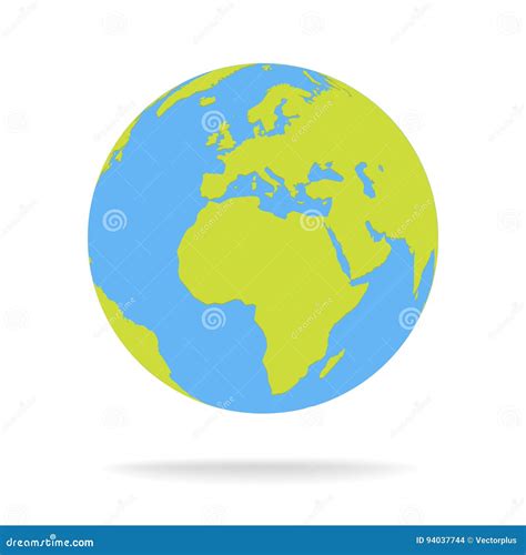 Green And Blue Cartoon World Map Globe Vector Illustration Stock Vector