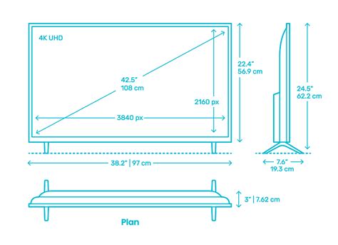 Tcl 4 Series Roku Smart Tv 43” Dimensions And Drawings