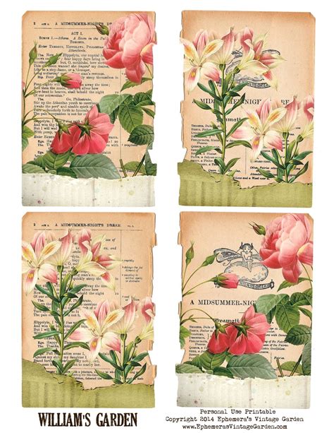 Ephemeras Vintage Garden Free Printable Shakespeare Ephemera Cards