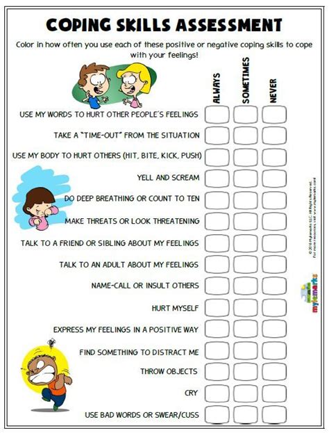 Free Printable Coping Skills Worksheets For Kids Thekidsworksheet