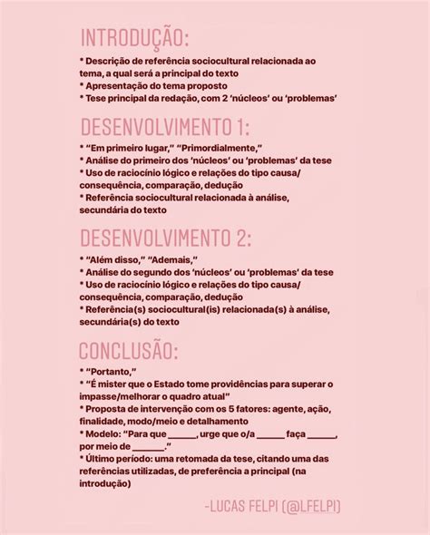Modelo De Redação Nota Mil Para Qualquer Tema