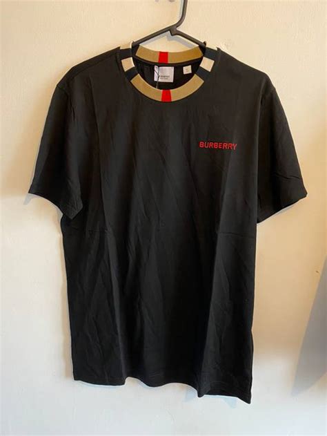 Burberry Burberry Black T Shirt With Check Collar Grailed