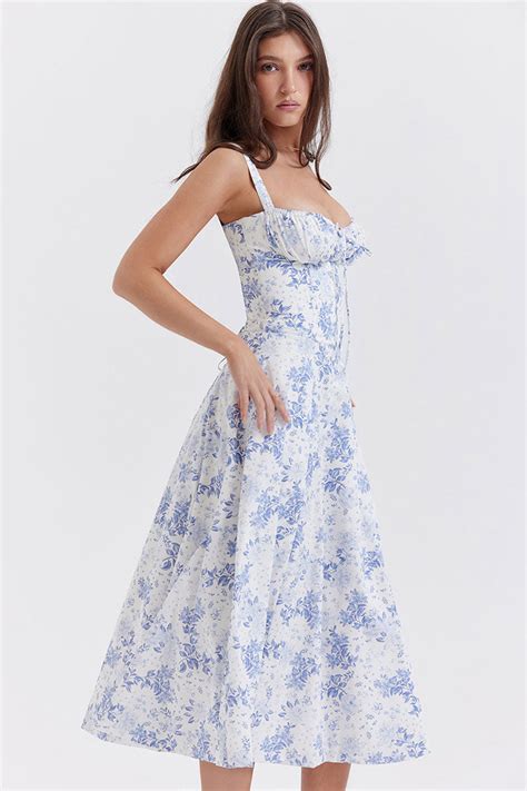 Sexy Floral Tie Front Lace Up Back Fit And Flare Split Midi Sundress B Rosedress