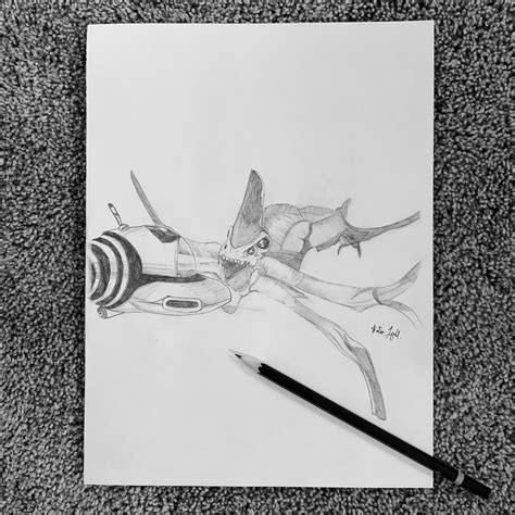 Subnautica Seamoth And Reaper Leviathan Drawing By Katie H