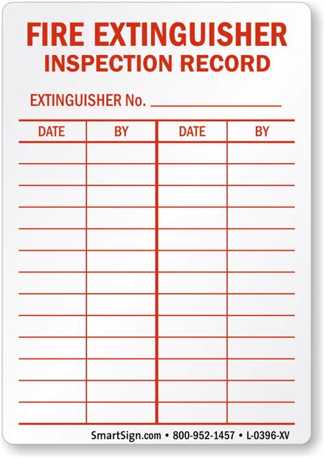 Fire Extinguisher Inspection Log Template