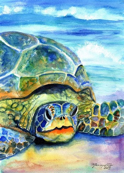Kauai Sea Turtle 5 X 7 Giclee Art Print Hawaiian Honu Print
