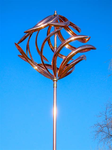 Copper And Steel Kinetic Wind Sculpture Loveland Sculpture Wall