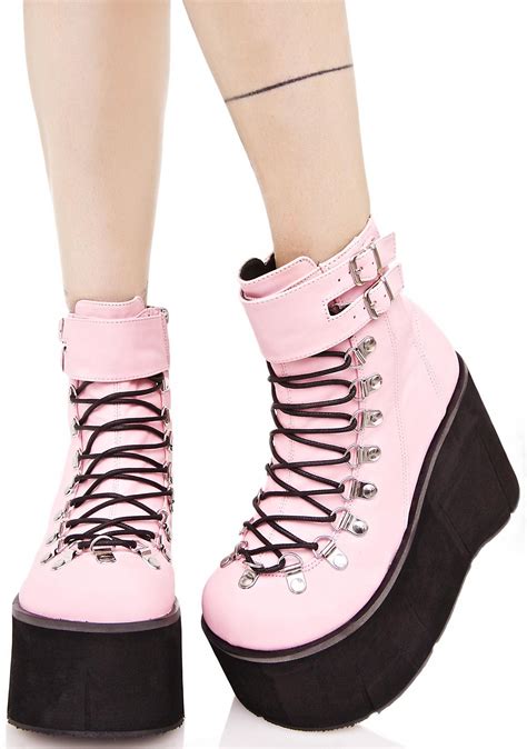Demonia Sweetie Kera Lace Up Platform Boots Goth Shoes Cute Shoes
