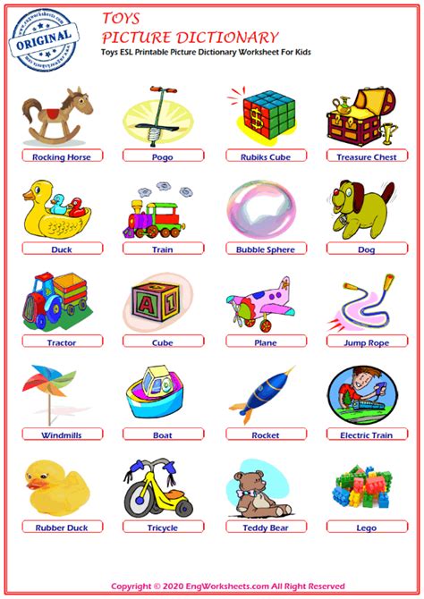 Toys Printable English Esl Vocabulary Worksheets Engworksheets