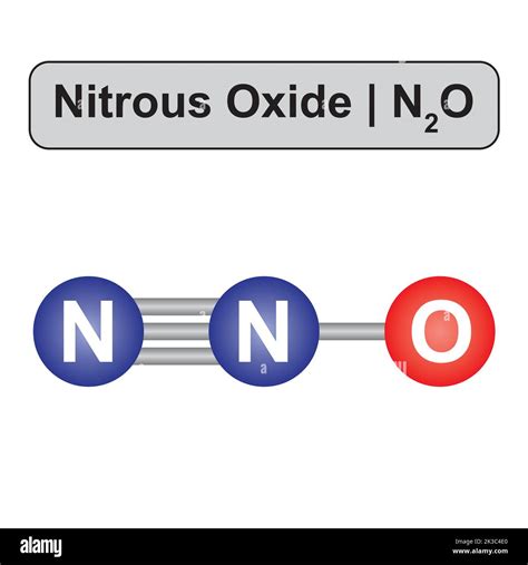 Molecular Model Of Nitrous Oxide N2o Molecule Vector Illustration