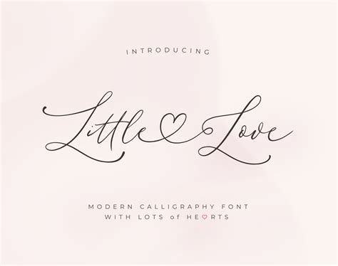 Modern Calligraphy Font With Lots Of Heart Swashes Instant Download