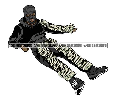 Gangster Ski Mask 100 Dollar Bill Money Spread Over Body Svg Etsy