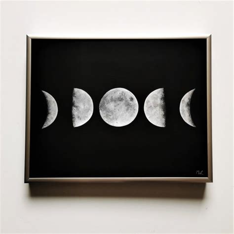 Original Framed Moon Phase Painting 8x10 Inch Acrylic Etsy