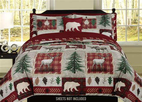Aubrie Home Accents Zion Twin Comforter 3 Piece Bedding Set Bear Lodge