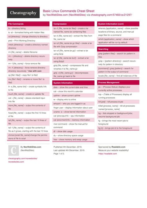 The grep command is highly flexible with many useful operators and options. Basic Linux Commands Cheat Sheet | Linux, Cheat sheets ...