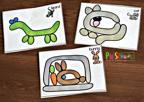 Free Printable Pets Animal Playdough Mats