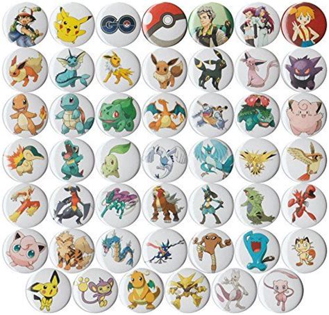 Set Of 48 Pokemon 1″ Pinsbuttonsbadges Pokemon Go Pin Anime