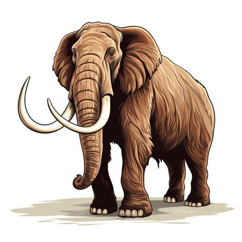 Premium Ai Image Mammoth 2d Cartoon Vector Illustration On White