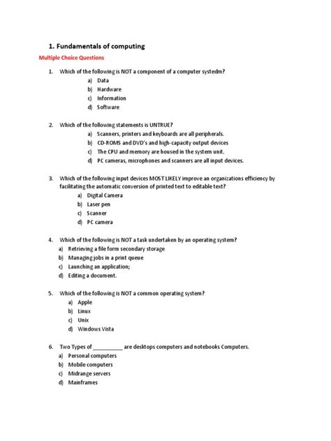 Edpm Multiple Choice Topic By Topic Test Pdf Personal Computers