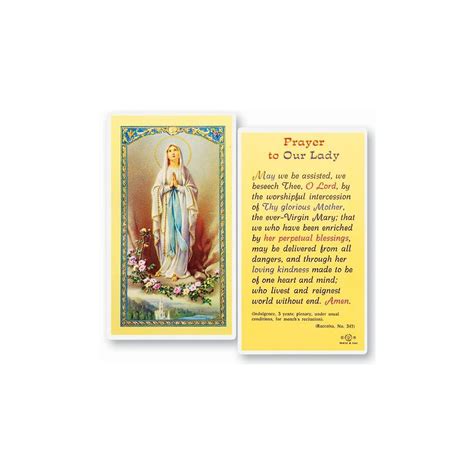 Prayer To Our Lady Of Lourdes Holy Card