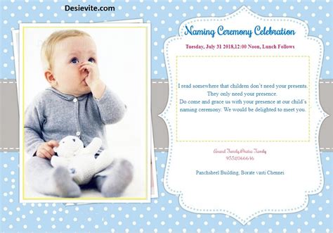 Format Of Naming Ceremony Invitation Card Design Talk