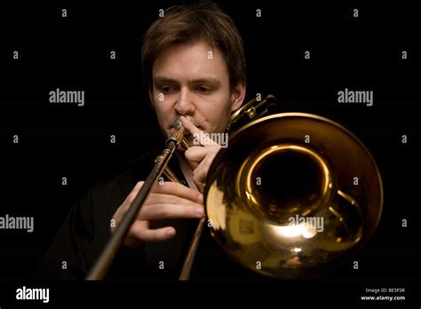 Young Musician Playing The Trombone Stock Photo Alamy