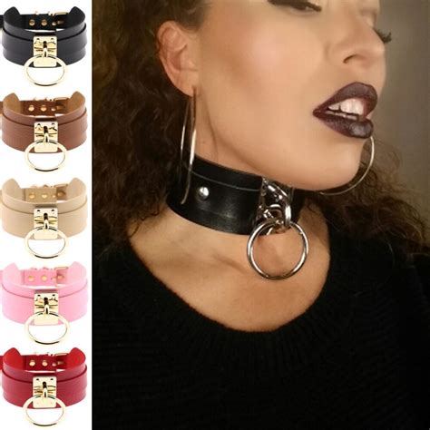 buy harajuku oversized choker necklace sexy pu leather women collar bondage