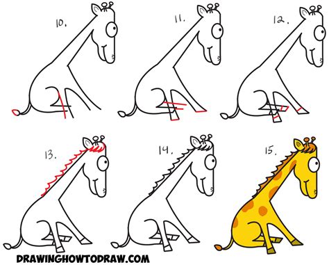 How To Draw A Cartoon Giraffe From Lowercase Letter J