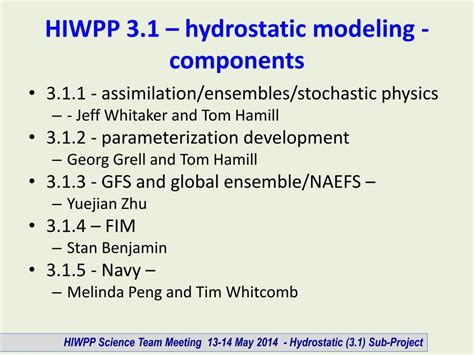 Ppt Hiwpp Hydrostatic Model Subproject 31 Progress Report