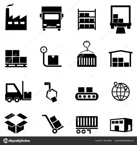 Logistics Distribution And Warehouse Icons — Stock Vector © Soleilc