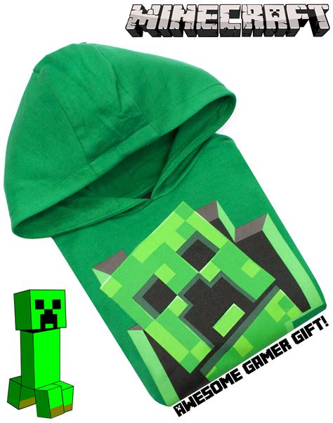 Minecraft Creeper Inside Boys Green Hoodie Gamer Kids Hooded Sweater Ebay