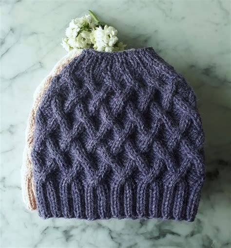 knitting pattern aran messy bun hat digital download knit etsy