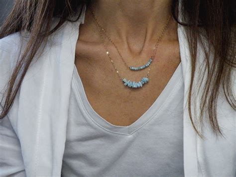 Larimar Necklace Aqua Larimar Bead Necklaces For Women Silver Or Ct