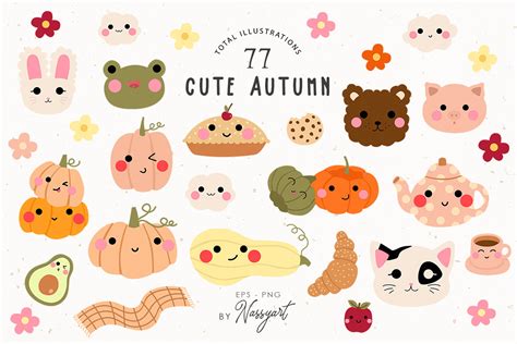 Autumn Kawaii Clipart Set On Behance