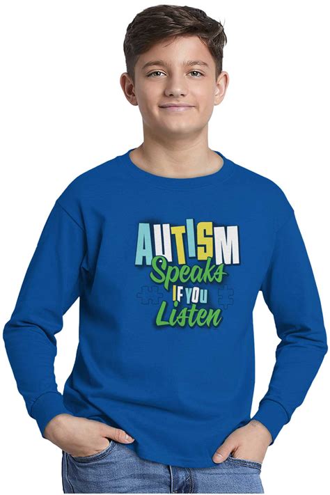 Brisco Brands Autism Youth Long Sleeve T Shirts Tshirts Speaks If You