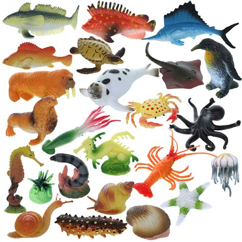 Texpress 24 Pcs Assorted Ocean Sea Animals Figures Realistic Sea