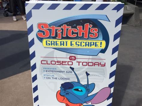Stitchs Great Escape Sign Removed From Tomorrowland World Of Walt