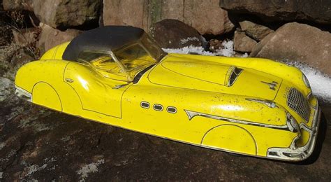 Vintage Marx Falcon Roadster Tin Toy Friction Car Yellow Huge Ebay
