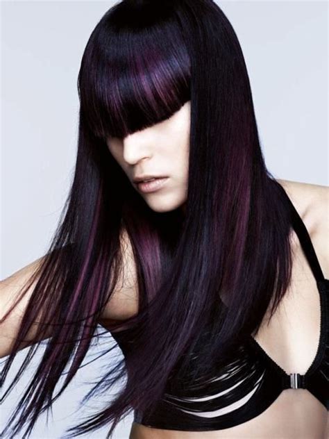 Dark Black Hair With Purple Streaks Purple Hair Hair