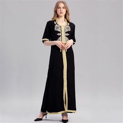 Women Islamic Clothing Maxi Long Sleeve Long Dress Moroccan Kaftan Embroidery Dress Vintage