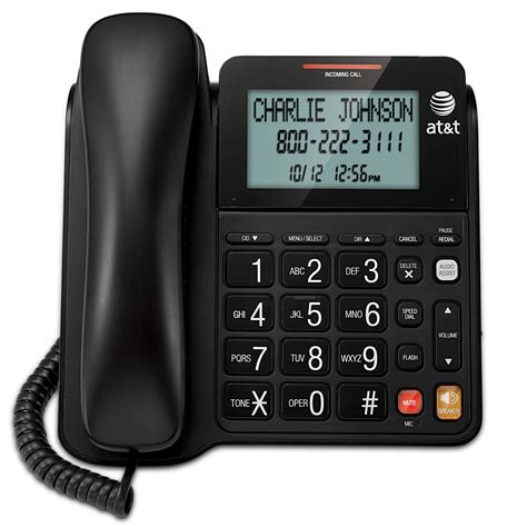 Atandt Black Landline Phone Corded Home Office Desk Wall Telephone Large