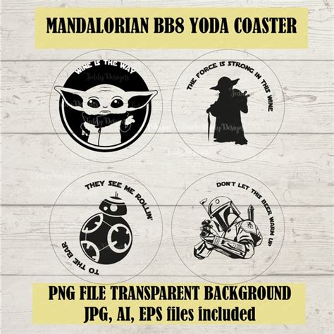 Yoda Baby Yoda Mandalorian Star Wars Svg Png Coaster Pack Bb Etsy