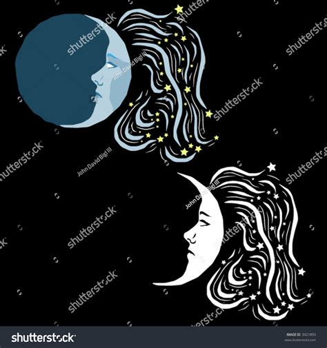 Stylized Vector Image Of A Crescent Moon 3421893 Shutterstock