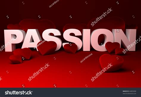 Three Dimensional Illustration Of Hearts And Passion Text Made With White Solid Letters On Red