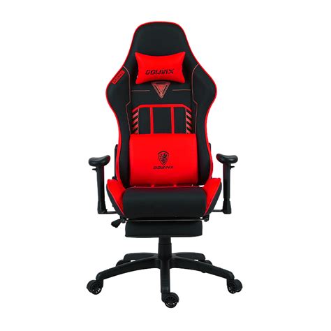 Chaise Gaming Dowinx Ls6670 Rouge Avec Accoudoirs Et Repose Pieds